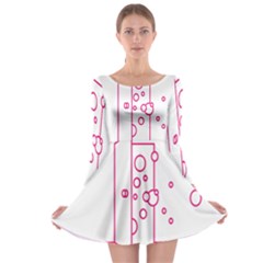 Deep Clean Bubbel Door Pink Polka Circle Long Sleeve Skater Dress by Mariart