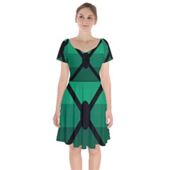 Fascigender Flags Line Green Black Hole Polka Short Sleeve Bardot Dress by Mariart