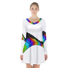 Rainbow Piano  Long Sleeve Velvet V-neck Dress by Valentinaart