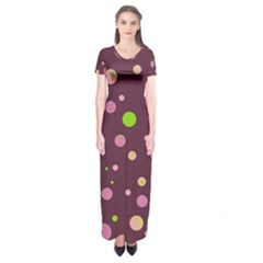 Decorative Dots Pattern Short Sleeve Maxi Dress by ValentinaDesign