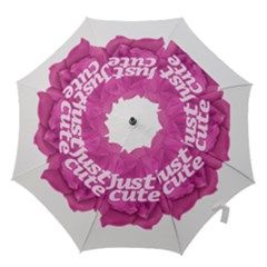 Just Cute Text Over Pink Rose Hook Handle Umbrellas (large) by dflcprints