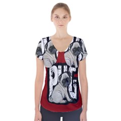 Pug Short Sleeve Front Detail Top by Valentinaart