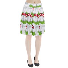 Mushroom Luck Fly Agaric Lucky Guy Pleated Skirt by Nexatart