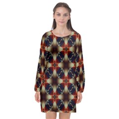 Kaleidoscope Image Background Long Sleeve Chiffon Shift Dress  by Nexatart