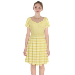 Pattern Yellow Heart Heart Pattern Short Sleeve Bardot Dress by Nexatart