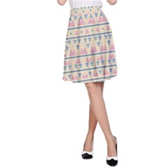 Blue And Pink Tribal Pattern A-line Skirt by berwies