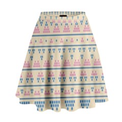 Blue And Pink Tribal Pattern High Waist Skirt by berwies