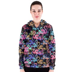 Flamingo Pattern Women s Zipper Hoodie by Valentinaart