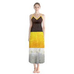 Wooden Board Yellow White Black Chiffon Maxi Dress by Mariart