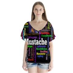 Mustache Flutter Sleeve Top by Mariart