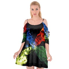 Perfect Amoled Screens Fire Water Leaf Sun Cutout Spaghetti Strap Chiffon Dress by Mariart