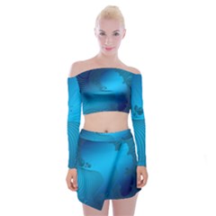 Fractals Lines Wave Pattern Off Shoulder Top With Skirt Set by Nexatart