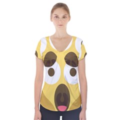 Scream Emoji Short Sleeve Front Detail Top by BestEmojis