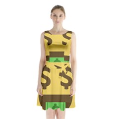 Money Face Emoji Sleeveless Waist Tie Chiffon Dress by BestEmojis