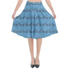 Bicycles Pattern Flared Midi Skirt by linceazul