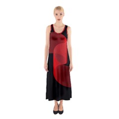 Tape Strip Red Black Amoled Wave Waves Chevron Sleeveless Maxi Dress by Mariart