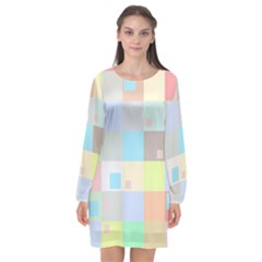 Pastel Diamonds Background Long Sleeve Chiffon Shift Dress  by Nexatart