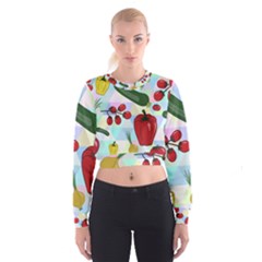 Vegetables Cucumber Tomato Cropped Sweatshirt by Nexatart