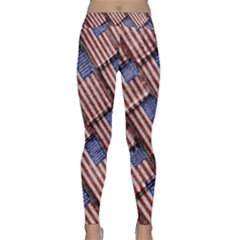 Usa Flag Grunge Pattern Classic Yoga Leggings by dflcprintsclothing