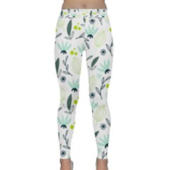 Hand Drawm Seamless Floral Pattern Classic Yoga Leggings by TastefulDesigns