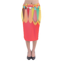 Colors On Red Velvet Midi Pencil Skirt by linceazul