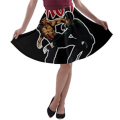 Kung Fu  A-line Skater Skirt by Valentinaart