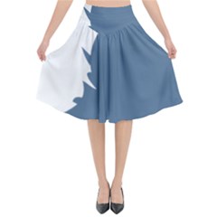 Blue White Hill Flared Midi Skirt by Mariart