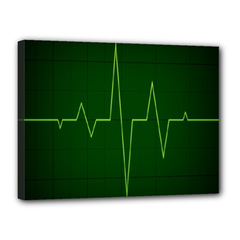 Heart Rate Green Line Light Healty Canvas 16  X 12  by Mariart