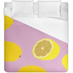 Fruit Lemons Orange Purple Duvet Cover (king Size) by Mariart