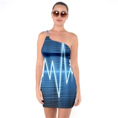 Heart Monitoring Rate Line Waves Wave Chevron Blue One Soulder Bodycon Dress by Mariart