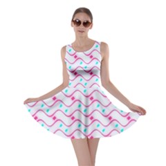 Squiggle Red Blue Milk Glass Waves Chevron Wave Pink Skater Dress by Mariart