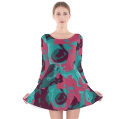 Abstract Art Long Sleeve Velvet Skater Dress by ValentinaDesign