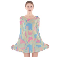 Abstract Art Long Sleeve Velvet Skater Dress by ValentinaDesign