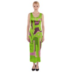 Abstract Art Fitted Maxi Dress by ValentinaDesign