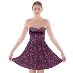 Roses Pattern Strapless Bra Top Dress by Valentinaart