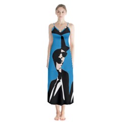 Blues Brothers  Button Up Chiffon Maxi Dress by Valentinaart