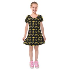 Fish Pattern Kids  Short Sleeve Velvet Dress by ValentinaDesign