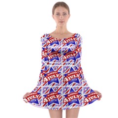 Happy 4th Of July Theme Pattern Long Sleeve Skater Dress by dflcprintsclothing