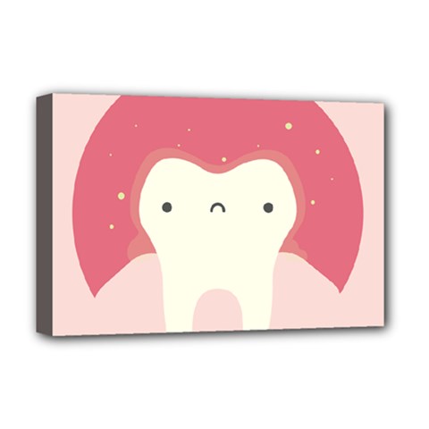 Sad Tooth Pink Deluxe Canvas 18  X 12   by Mariart