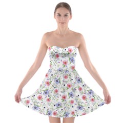 Floral Pattern Strapless Bra Top Dress by ValentinaDesign