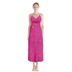 Dots Pattern Button Up Chiffon Maxi Dress by ValentinaDesign