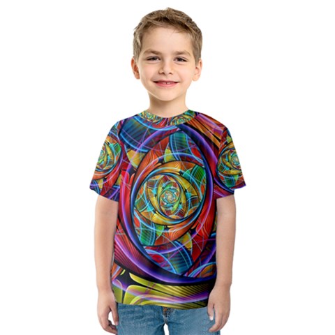 Eye Of The Rainbow Kids  Sport Mesh Tee by WolfepawFractals