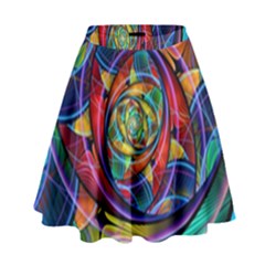 Eye Of The Rainbow High Waist Skirt by WolfepawFractals