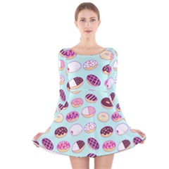 Donut Jelly Bread Sweet Long Sleeve Velvet Skater Dress by Mariart