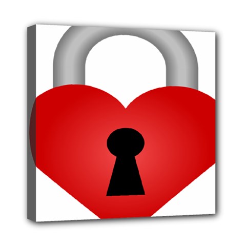 Heart Padlock Red Love Mini Canvas 8  X 8  by Mariart