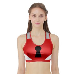 Heart Padlock Red Love Sports Bra With Border by Mariart