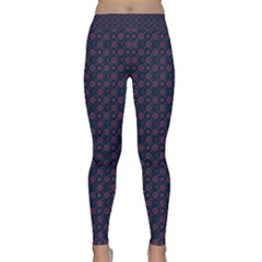 Purple Floral Seamless Pattern Flower Circle Star Classic Yoga Leggings by Mariart