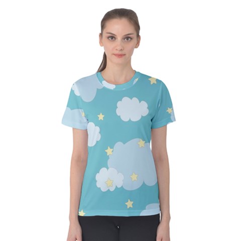 Stellar Cloud Blue Sky Star Women s Cotton Teecotton Tee by Mariart