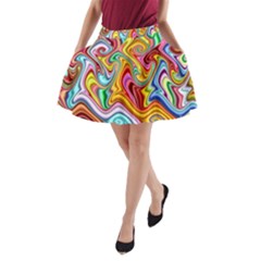 Rainbow Gnarls A-line Pocket Skirt by WolfepawFractals