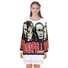 Goodfellas Putin And Trump Long Sleeve Chiffon Shift Dress  by Valentinaart